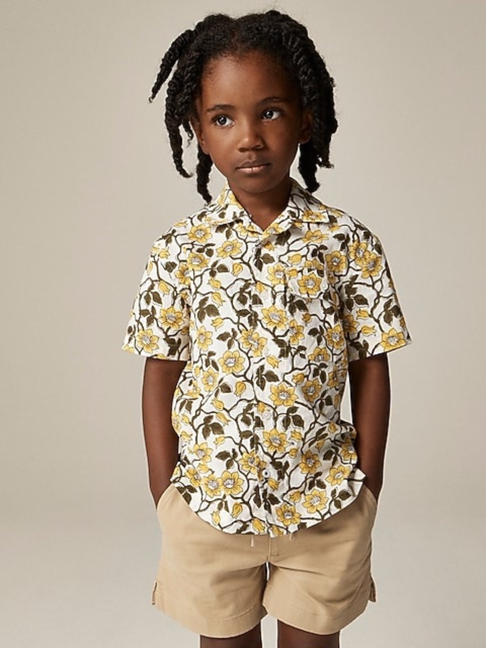 *NWT* J.Crew Crewcuts / Natural Summer Vacation Button Up / Yellow, Cream / 10